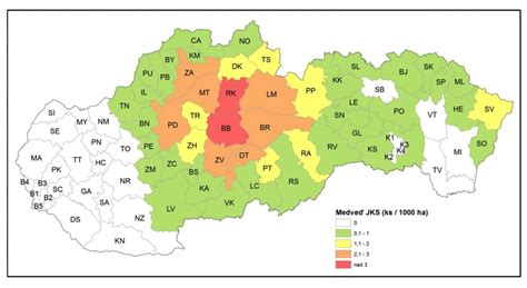 Mapa Slovenska so sledovaním výskytu pekární a odrôd chleba