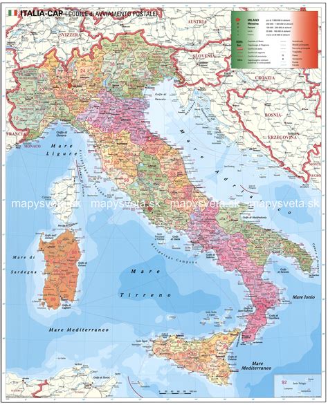 Mapa regiónov Talianska a ich typov cestovín