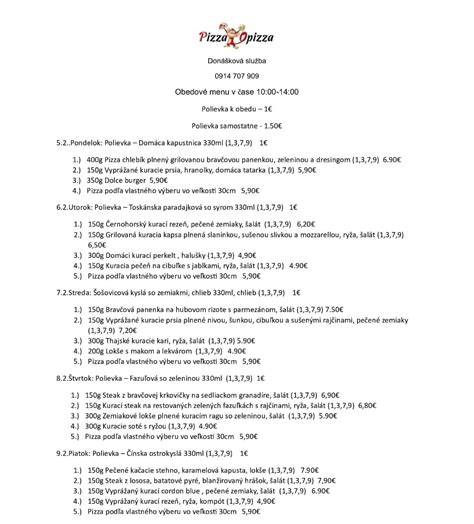 Infografika: Rozloženie ponuky Maxim Pizza Topoľčany - pizze, denné menu, doplnky a donáška