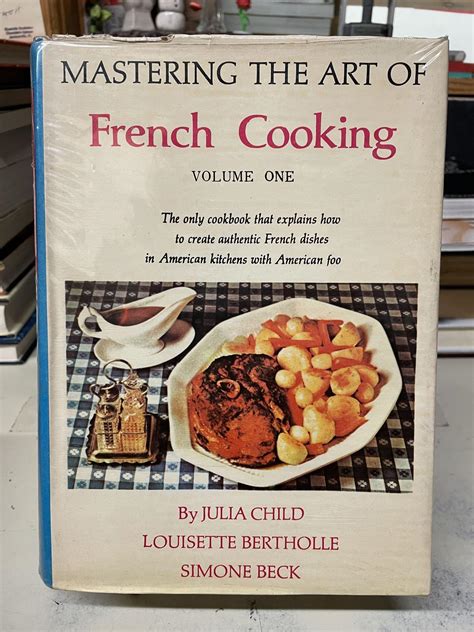 Portrét Julie Childovej s knihou Mastering the Art of French Cooking