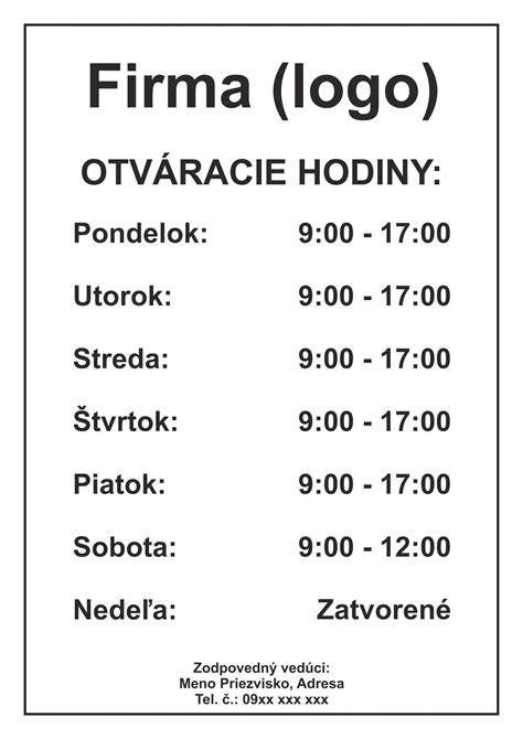 Otváracie hodiny podľa lokácie