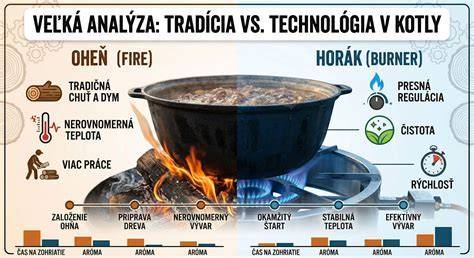 Infografika: 5 najlepších techník varenia v kempe (kotlík, otvorený oheň, fóliové balíčky, rošt nad uhlíkmi, originálny varič)