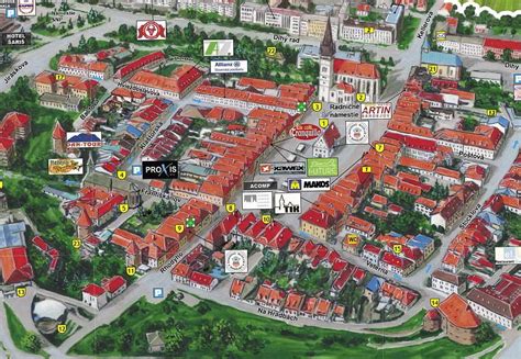 Mapa Banskej Bystrice s vyznačenými reštauráciami
