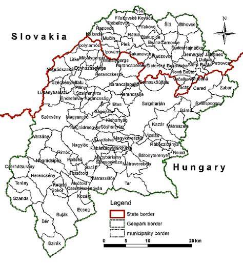 Geopark Novohrad-Nógrád: mapa regiónu a prepojenie slovenských a maďarských obcí