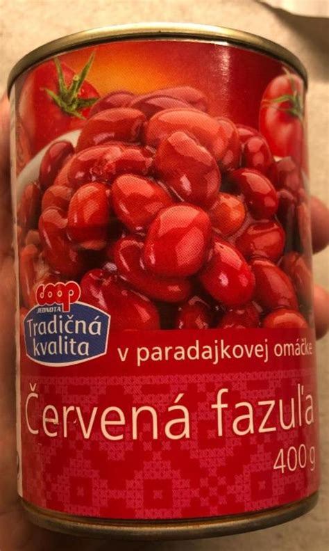 Obrázok znázorňujúci zloženie a nutričné hodnoty červenej fazule v paradajkovej omáčke