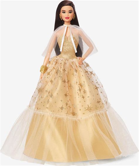 Holiday Barbie s černými vlasy a zlatými šaty