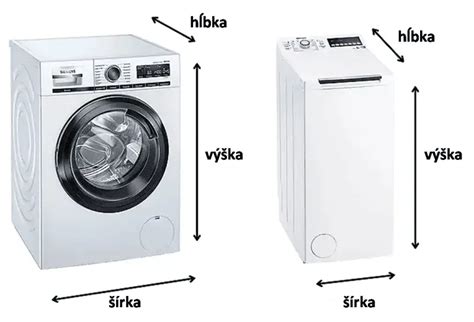 Obrázok: Ukážkové rozmery a parametre zhora plnených práčok