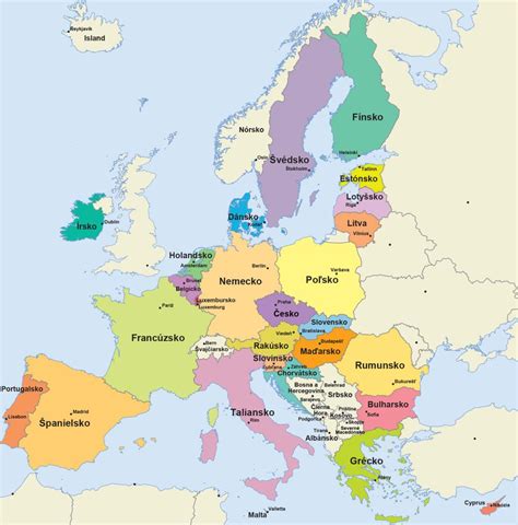 Mapa Európskej únie s vyznačenými colnými zónami