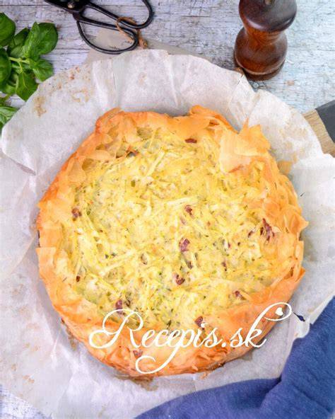Infografika: Slaný tvarohový quiche - vrstvy cesta a plnky