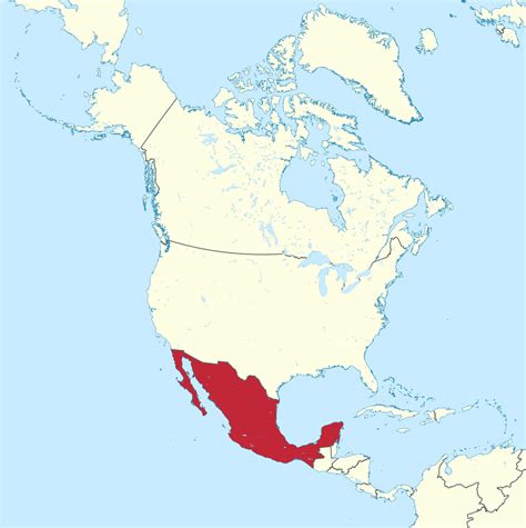 Mapa Mexika s vyznačenými regiónmi, kde sa tradične konzumujú kukuričné tortilly