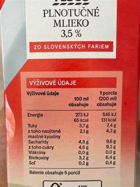 Zloženie jogurtu na etikete