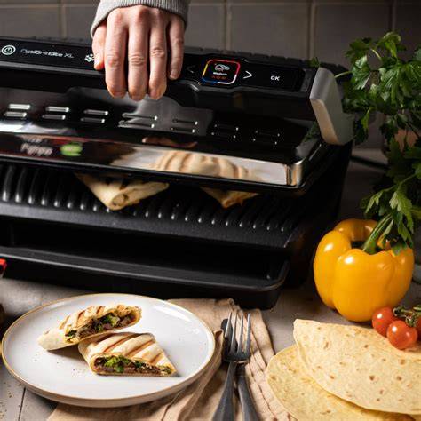 Infografika: Schéma fungovania senzorov hrúbky mäsa a automatických programov OptiGrill XL