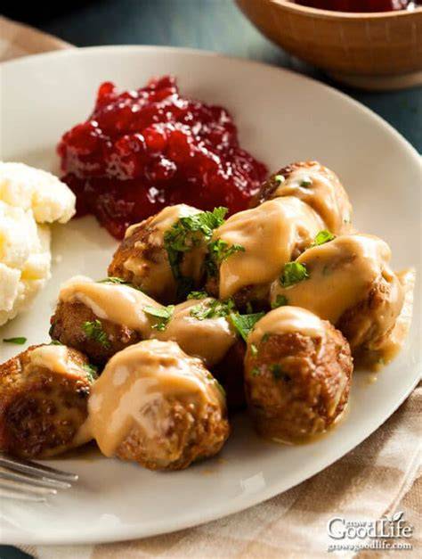 illustration of Swedish meatballs with cream sauce