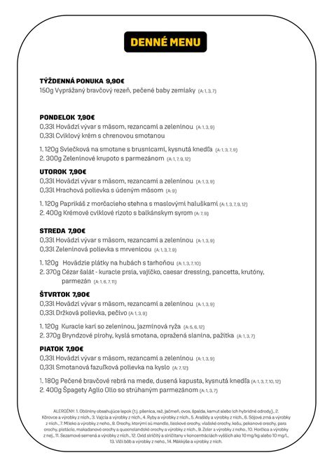 Infografika: Týždenné menu a hlavné nápoje