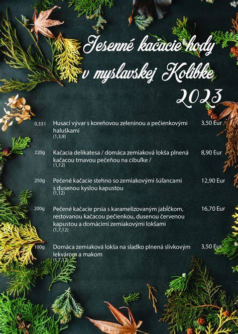 Mapa jedál pre jesenné husacie menu: kapusta, lokše, hrušky