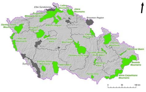 Mapa oblastí s významnými oborami jelenieho chovu v strednej Európe