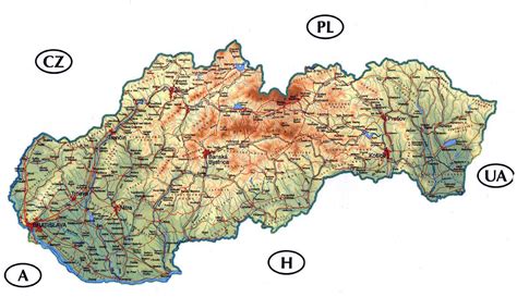Mapa Slovenska so znakmi tresky a Horalky