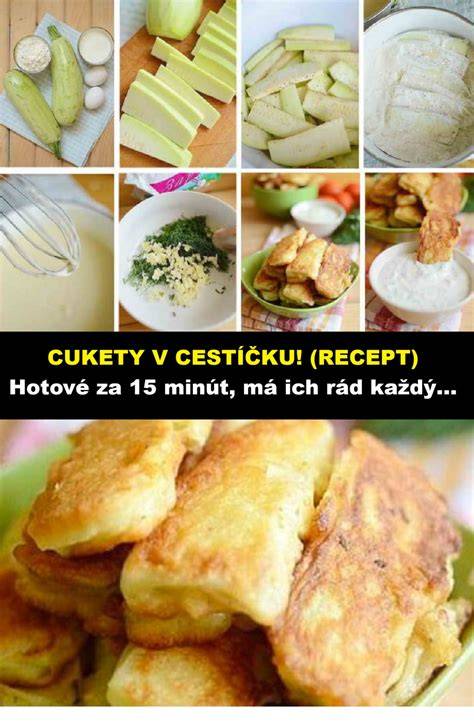 Obrázok: pripravené suroviny a postup obalenia cukety v cestíčku