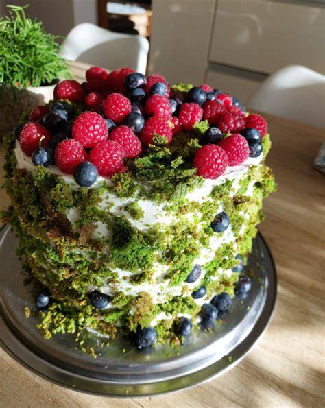 Machová torta krátky náčrt - vizuál machu na povrchu