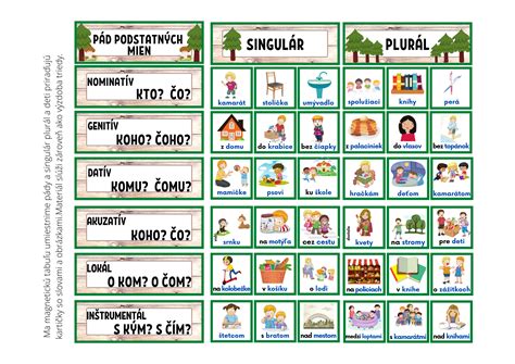 Infografika: Skloňovanie podstatných mien v slovenskom jazyku - prehľad pádoch a príkladov