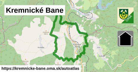 Mapa regiónu Kremnické Bane a blízke trasy dodávok