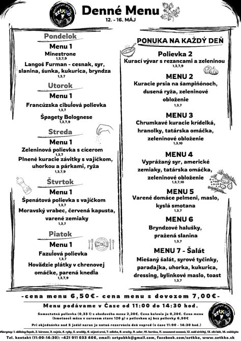 Infografika: Prehľad denného menu Tornali - polievky, hlavné jedlá, donáška a ceny