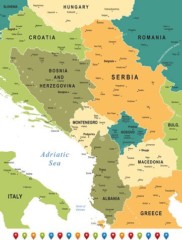 Mapa Balkánu s vyznačeným Srbskom