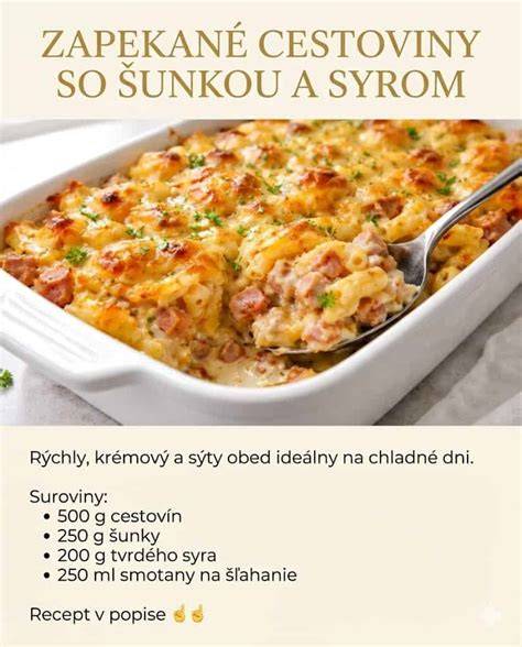 Infografika: Spôsob zapekania cestovín so šunkou a syrom