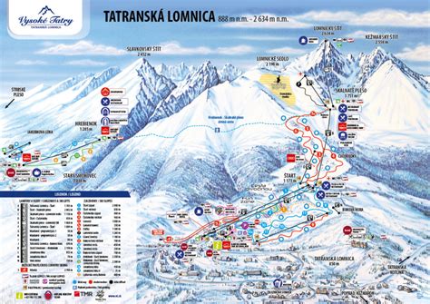 Mapa Tatranskej Lomnice - poloha hotela, reštaurácie a lanovky
