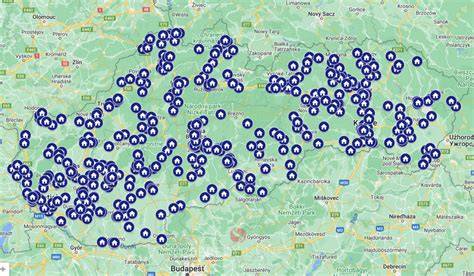 Mapa zapojených škôl do projektov Erasmus+ na Slovensku