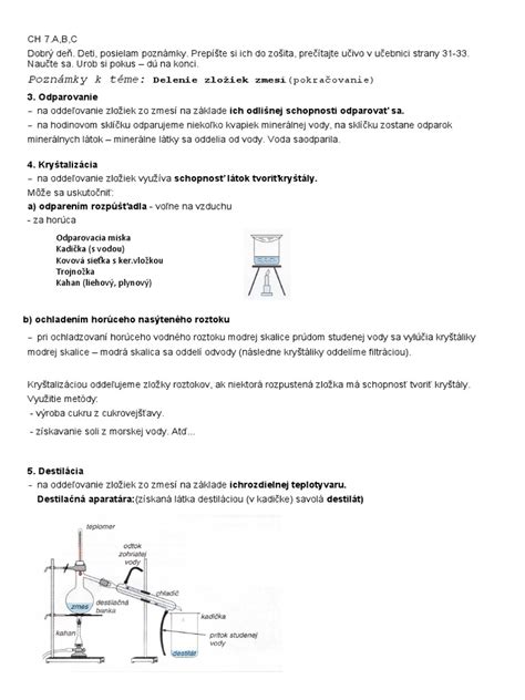 Infografika znázorňujúca základné princípy separácie metód: kryštalizácia, filtrácia, destilácia