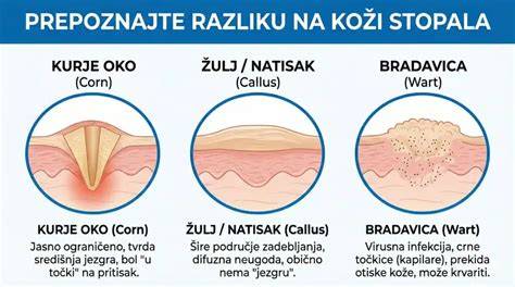 Infografika: rozdiely medzi kuriím okom, bradavicou a ostatnými kožnými útvarmi