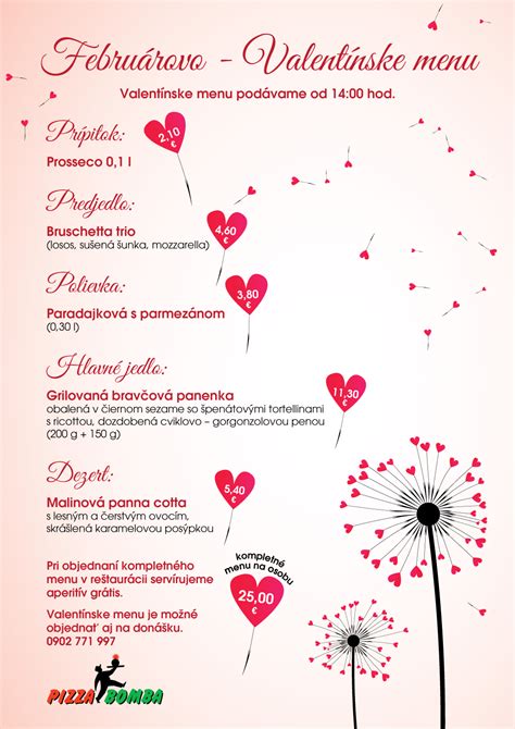 Obrázok tematického darčekového koša a Valentínske menu