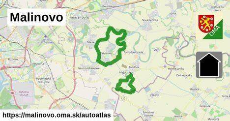 Mapa lokality Malinovo a okolité smerovacie trasy pre rozvoz