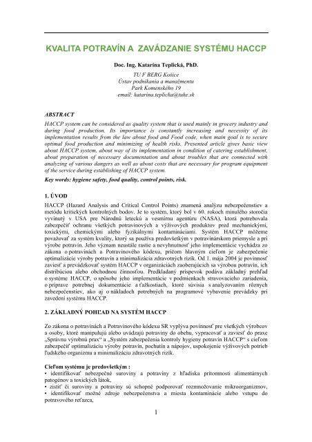 Graf: HACCP a kvalita bezlepkových výrobkov