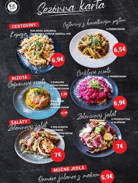 Ilustrácia rôznych jedál z denného menu - mäsové aj bezmäsité