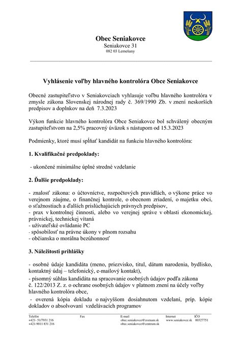 Infografika: Stručný prehľad procesu voľby hlavného kontrolóra Obce Divín