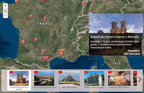Interaktívna mapa UNESCO lokalít vo Francúzsku