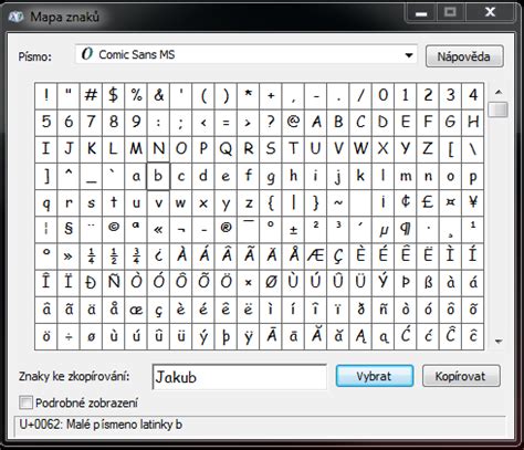Mapa znakov vo Windows ako grafická pomôcka na vloženie znakov
