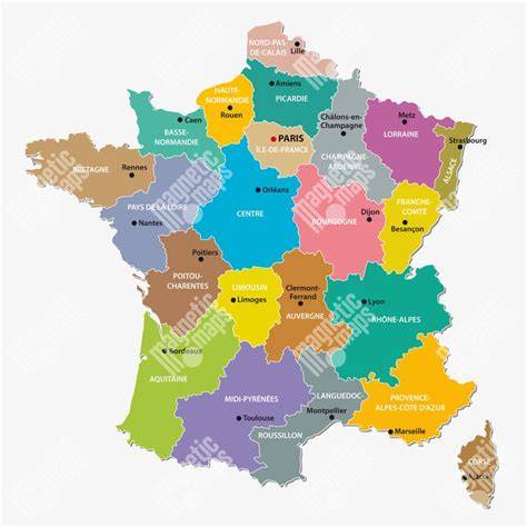 Mapa Francúzska a jeho regionálne rozdelenie počas Druhého cisárstva