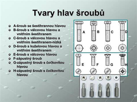 Grafika: rôzne tvary hlav mosadznych cvočkov