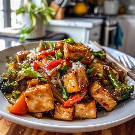 Obrázok: Stir-fry šalát s ľadovým šalátom a tofu