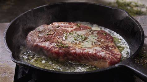 Process of searing and resting steaks