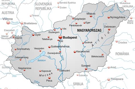 Mapa Maďarska s vyznačením tradičných jedál