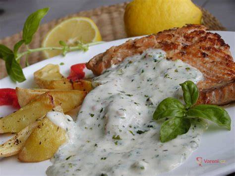 Obrázok: Lososový steak na panvici s bylinkovou omáčkou