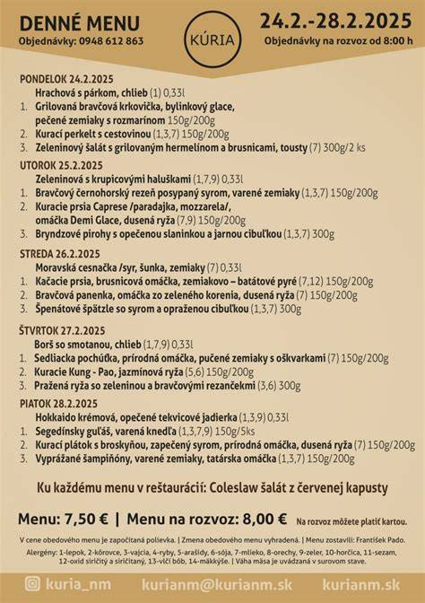Infografika: Denné menu a kontakt na pizzeriu