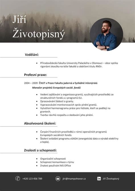 Príklad moderného životopisu