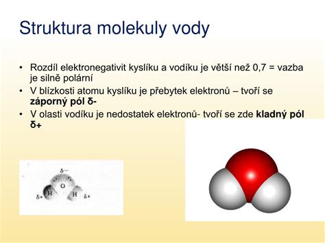 Štruktúra molekuly vody a kryštalická mriežka ľadu