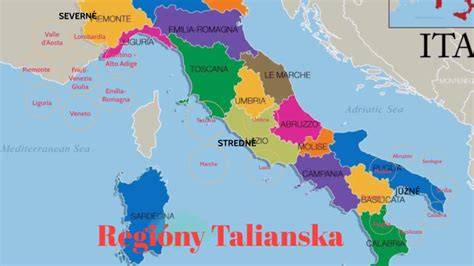 Mapa: regióny Talianska známe pre pizzové tradície