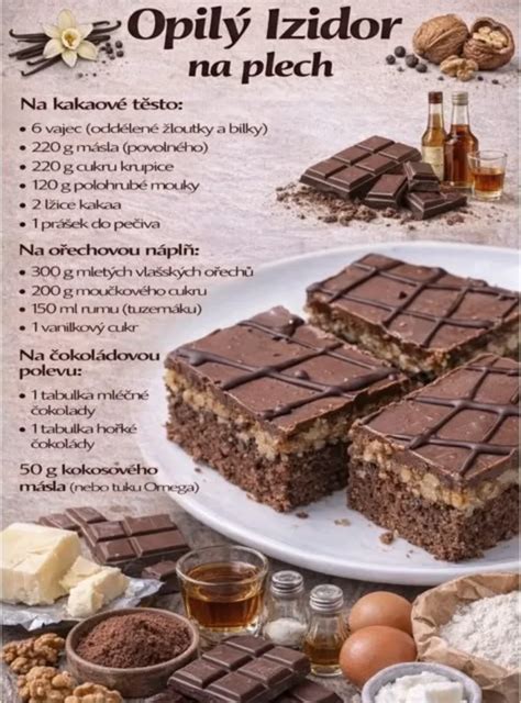 Opitý Izidor - vrstvený koláč s orechovou plnkou